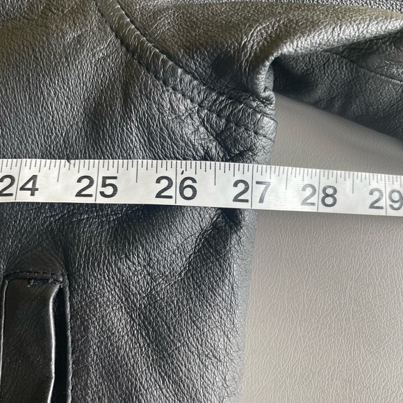 Cougar Leather Jacket Vintage Zip Up & Snap 4 Outside Pockets Lined Black Large - Picture 12 of 13